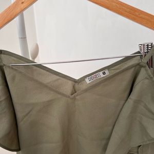 Olive Green Cold Shoulder Top