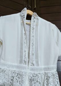 Zara Elegant White Lace Peplum Top