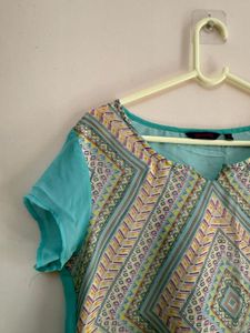 Azure Geometric Fusion Kurta