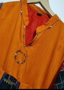 Orange🟠 &amp; Black Anarkali Kurti For 38 Bust