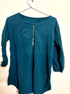 Teal Button-Down Top