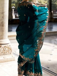 Peacock Green Saree With Details