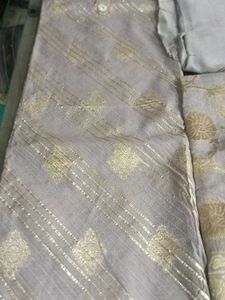 Elegant Grey &amp; Gold Salwar Kameez Suit