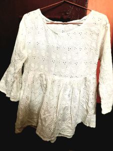 White Eyelet Peplum Top
