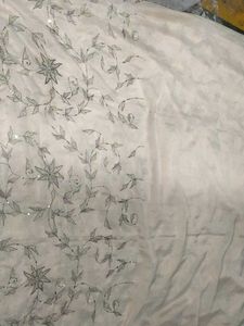 Cream Colour Embroidered Saree