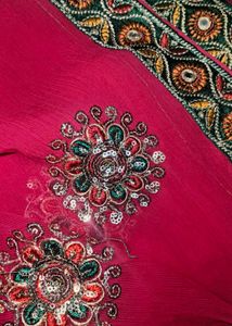 Rani Pink Chamki Work Saree