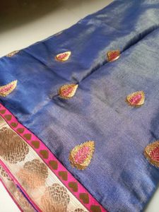 Blue Embroidered Saree