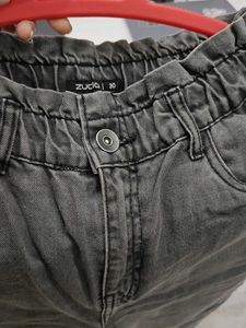 Grey Elastic Waist Jeans