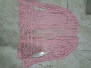 Pink Crochet Cardigan