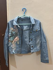 Vintage Floral Embroidered Denim Jacket