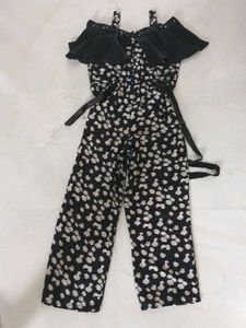 BlackSequenceDaisy Print Jumpsuit For Teen withBag