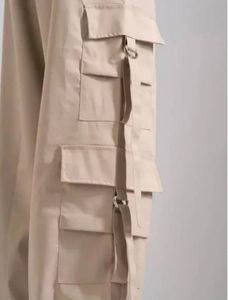 Beige,Black And Grey Cargo Pants