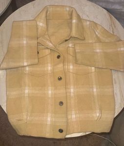 woolen Plaid Button-Down Jacket