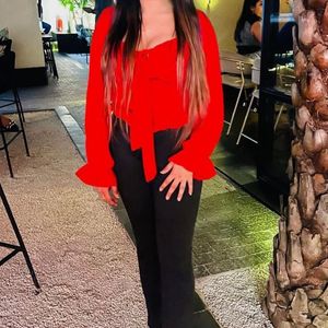 Hot Red Full Sleeves Top