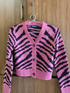 Pink Zebra Stripe Cardigan