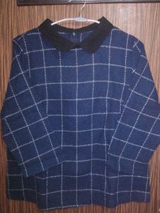 Blue Plaid Long Sleeve Top