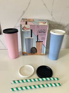 2pc Juice Glass With Straw