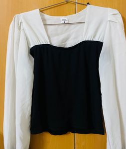 Black & White Puff Sleeve Top