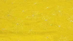 Beautiful Lemon Yellow Saree With White Stone Work