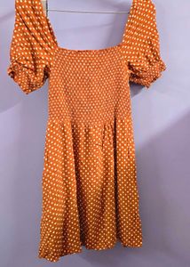 ONLY Women RustRed&amp;Whitte Polka Dots A-Line Dress