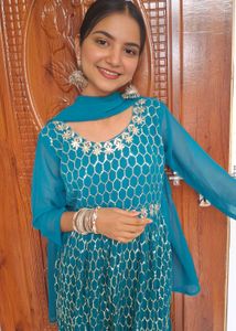 Blue~Green 3piece kurta set(Size~L)