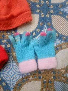 Combo Of 5 Winter Caps &amp; Gloves Pair For 2-4 Years