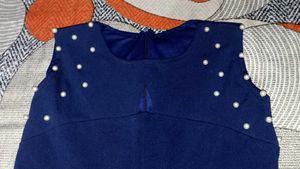 Navy Dress with Pearls