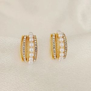 Pearl &amp; Crystal Hoop Earrings