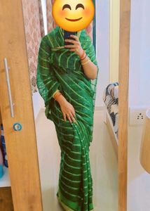 Green Saree  velvet border