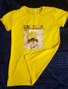 YELLOW PRINTED T-SHIRT