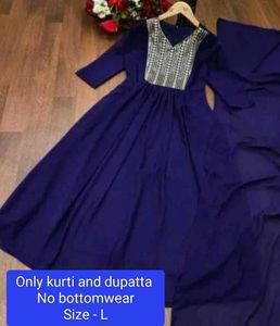 Blue Anarkali Kurti With Dupatta