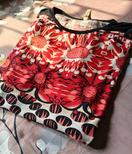 Red Floral Print Top