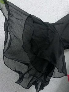 Black Dress with Denim Vest