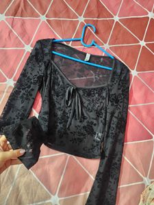 Newme black mesh top