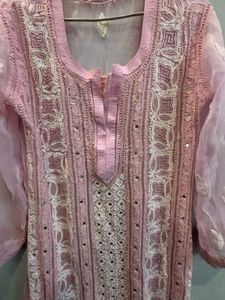 Pure Chikankari Kurta With Pearl Embroidery