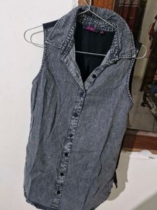 Gray Denim Sleeveless Top