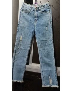 High-Waist Ripped Denim (Light Blue)