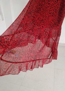 Red Leopard Print Maxi Dress