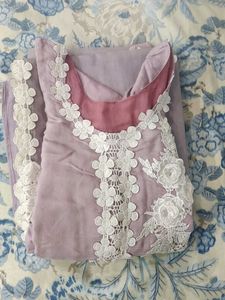 Lavender Floral Lace Plazo Suit