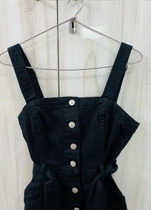 Black Denim Button-Up Dress