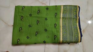 Green Printed Saree