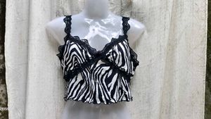 1849. Zebra Print Lace Cami Top