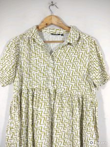 Off White Printed Western Dress(Women)
