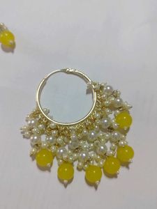 Boho Yellow Beaded Hoop Earrings