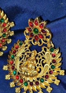 Elegant Gold-Plated Lakshmi Earrings