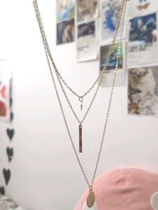 Gold 3 Layered Charm Necklace