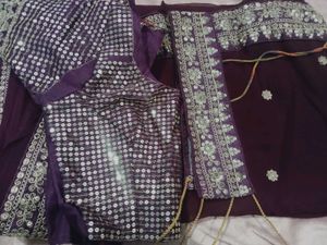 Elegant Purple Sequin Saree