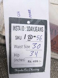 I@56 Size-30 White Cargo Jeans