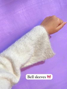 Off White Bell Sleeves Furry Sweater 🎀