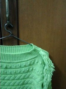 Green Fringe Knit Sweater